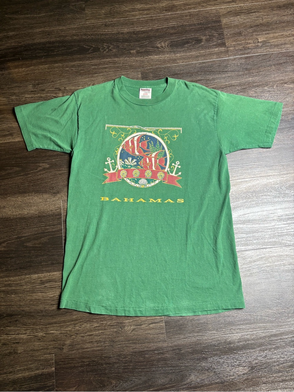 Vintage Single Stitched Bahamas Green Fish Tshirt Size L